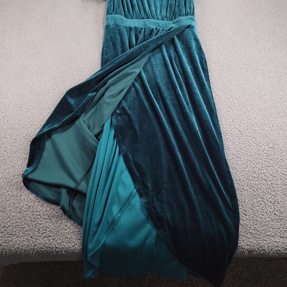 YUMI KIM Dress Size MEDIUM Tamra Midi Jewel Emerald Velvet Puff Sleeve - Picture 15 of 16